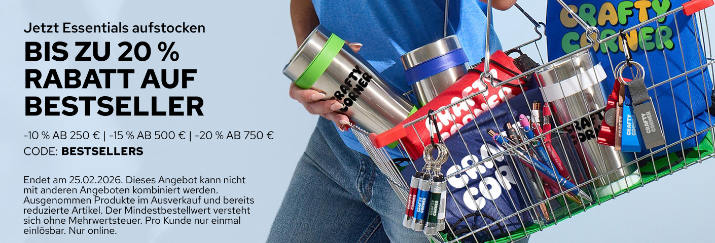 Bis zu 20 % Rabatt auf Werbeartikel