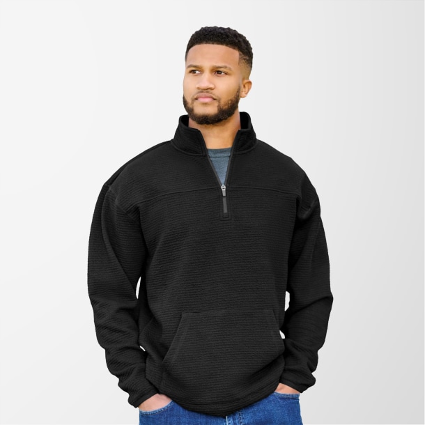J. America Adult Quarter-Zip Pebbled Fleece Pullover