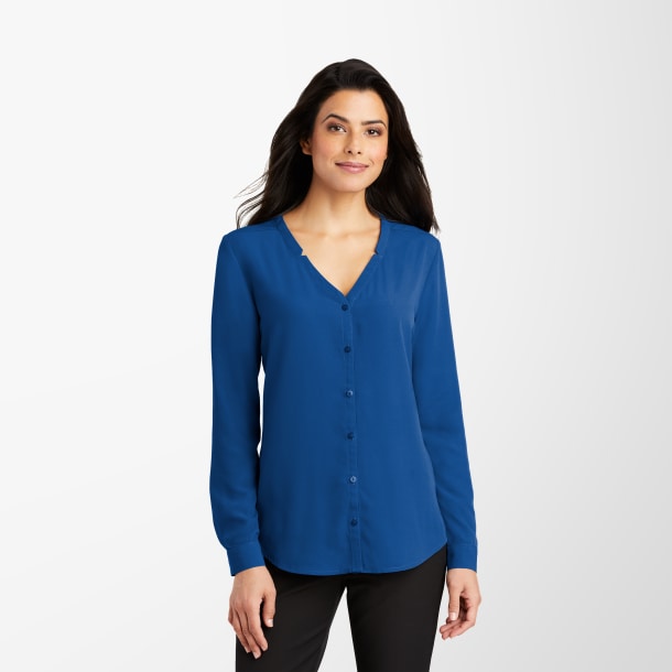 Port Authority ® Ladies Long Sleeve Button-Front Blouse