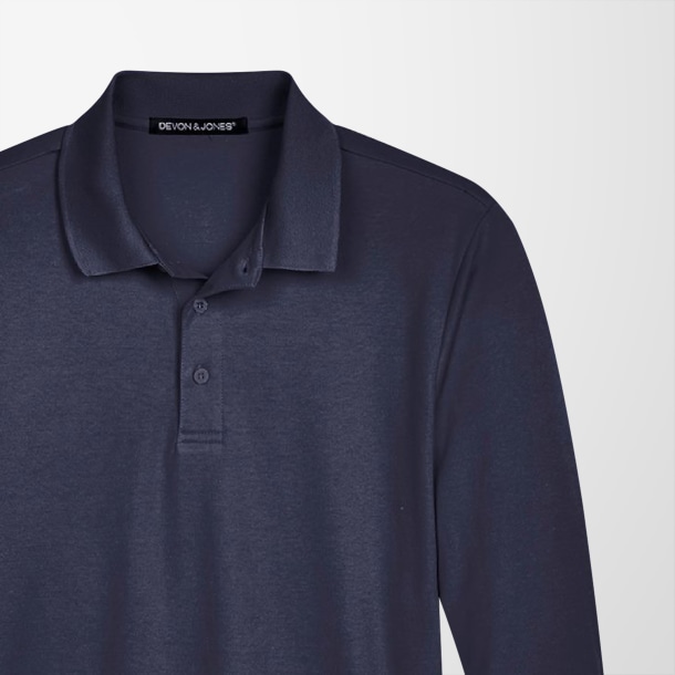 Devon & Jones Men's Long-Sleeve Plaited CrownLux Performance® Polo