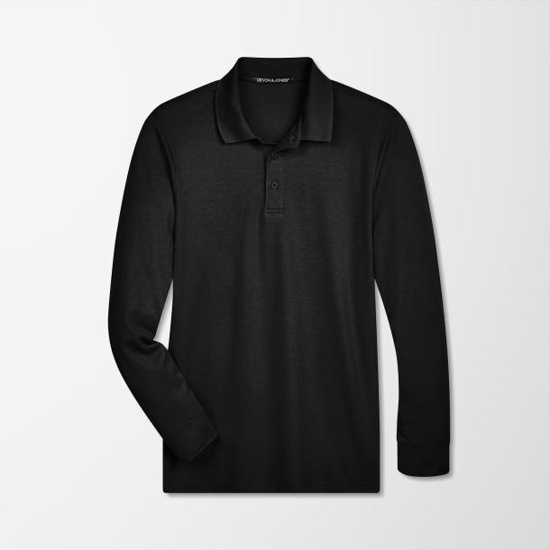 Devon & Jones Men's Long-Sleeve Plaited CrownLux Performance® Polo