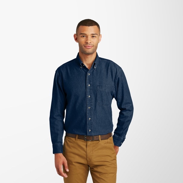 Port & Company® Men's Long-Sleeve Denim Value Shirt