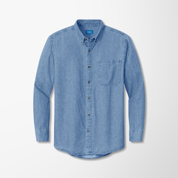 Port & Company® Men's Long-Sleeve Denim Value Shirt