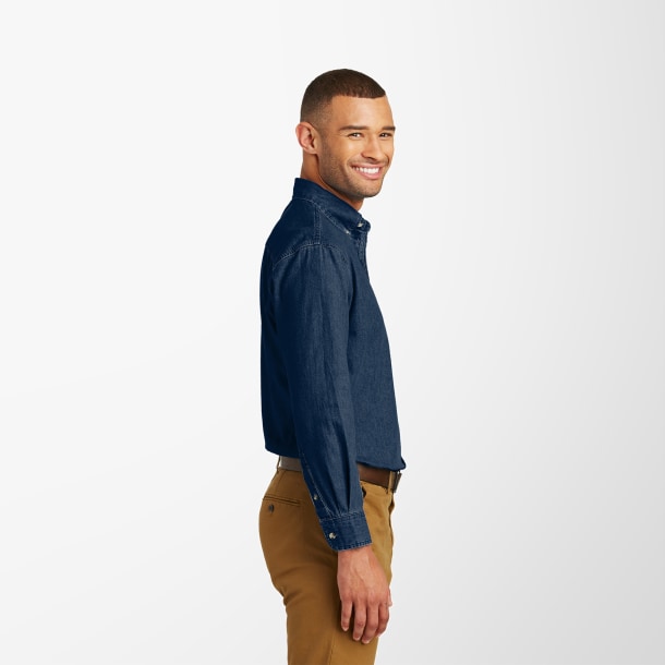 Port & Company® Men's Long-Sleeve Denim Value Shirt