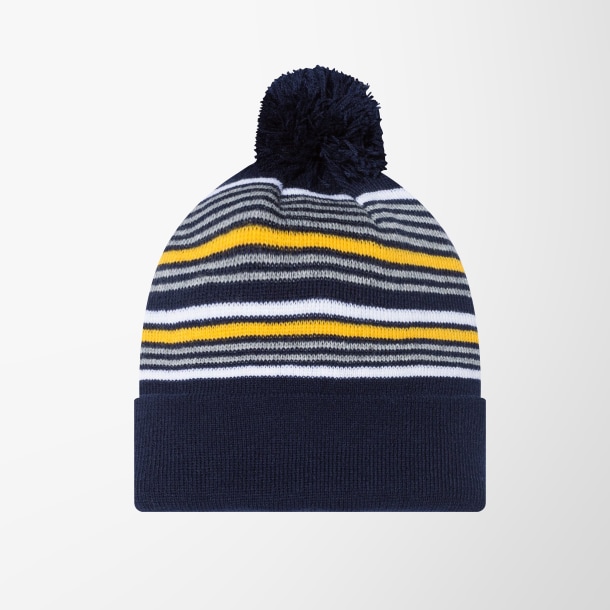 Sportsman Striped Cuffed Pom-Pom Beanie