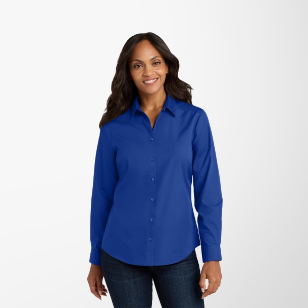Port Authority® Women's Long-Sleeve Poplin Carefree Shirt