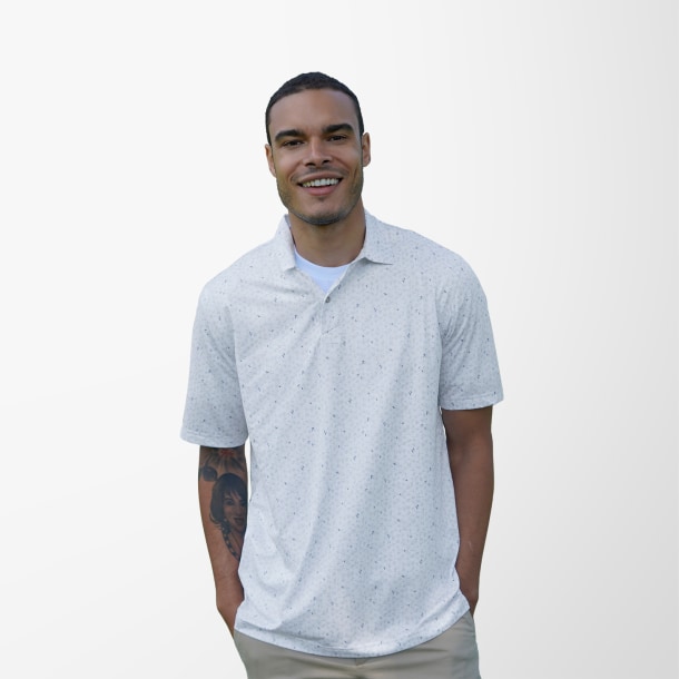 Greg Norman Men's Printed Pique Polo