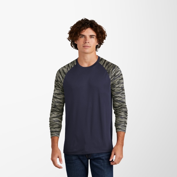 Sport-Tek® Men's Long-Sleeve Camo Colorblock Drift T-Shirt