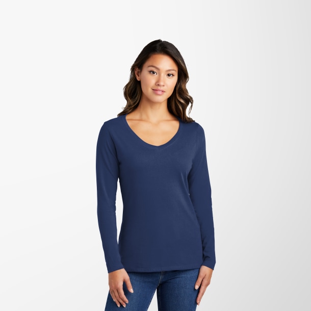 Port & Company® Women's Long-Sleeve V-Neck Fan Favorite™ T-Shirt
