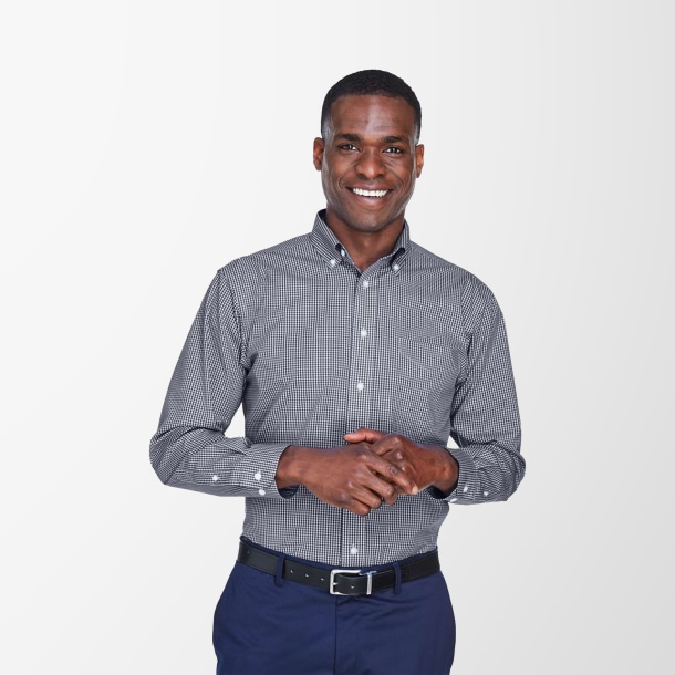 Devon & Jones Men's Gingham Crown Collection® Dress Shirt