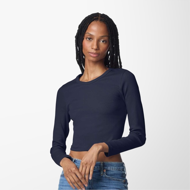 American Apparel Women's Long-Sleeve Cropped Baby Rib T-Shirt