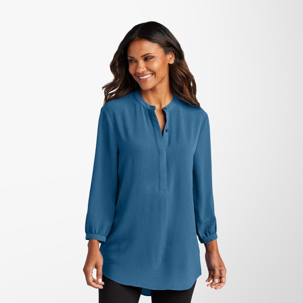 Port Authority® Women's 3/4-Sleeve Textured Crepe Tunic Top