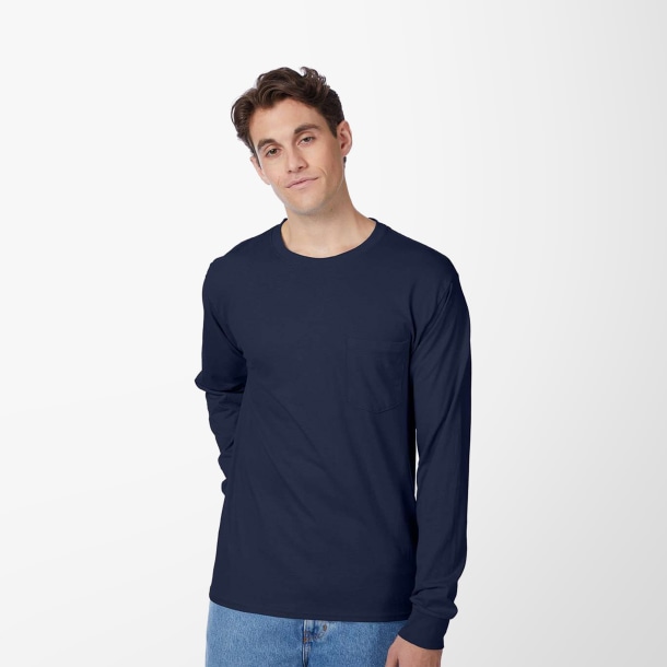 Hanes Men's Long-Sleeve Authentic T-Shirt with Pocket