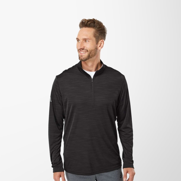 adidas® Men's Quarter-Zip Mélange Pullover