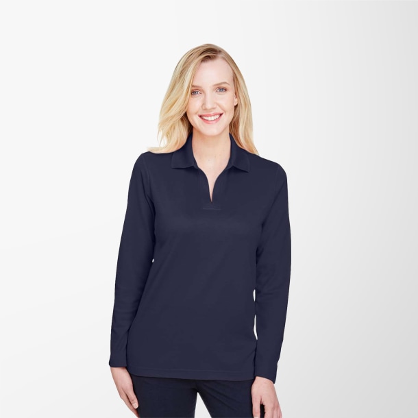 Devon & Jones Women's Long-Sleeve Plaited CrownLux Performance® Polo