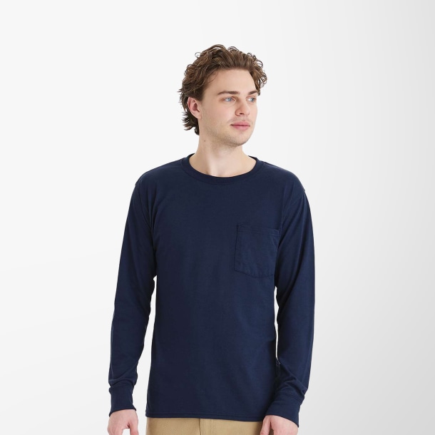 Hanes Men's Long-Sleeve Workwear T-Shirt with Pocket