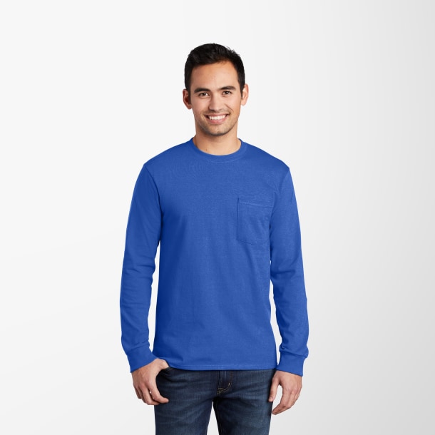 Port & Company® Adult Long-Sleeve Essential T-Shirt with Pocket
