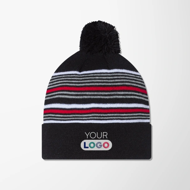 Sportsman Striped Cuffed Pom-Pom Beanie