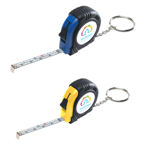 Rubber Tape Measure Key Tag with Laminated Label