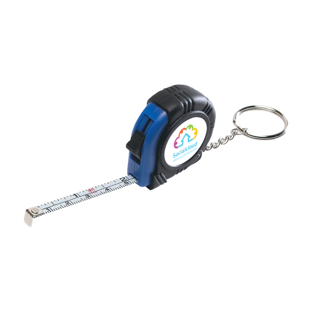 Rubber Tape Measure Key Tag with Laminated Label