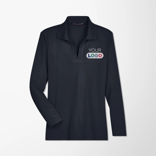Devon & Jones Women's Long-Sleeve Plaited CrownLux Performance® Polo