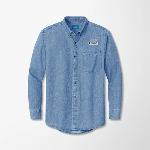 Port & Company® Men's Long-Sleeve Denim Value Shirt